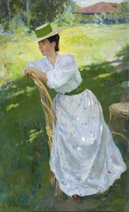 Portrait of a woman En plein air, 1899 by Sergei Arsenevich Vinogradov