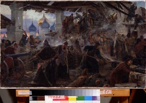 The Siege of the Trinity Sergius Lavra in Sergiev Posad. Battle scene during the Time of Troubles and the dynastic crisis