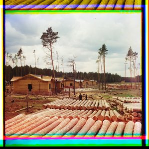 Logs for railroad construction, Shadrinsk, Siberia