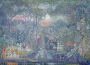 Marquise walking to the love isle by Sergei Yurevich Sudeikin