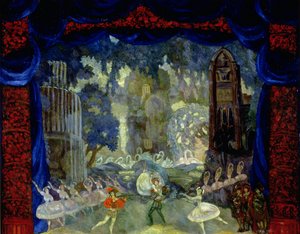 The Park in front of the Castle, sketch for a stage design for Tchaikovsky