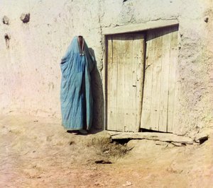 An Uzbek or Tajik Woman Wearing a Burqa by Sergey Prokudin Gorsky