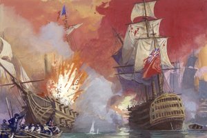 British Naval Battle with the French During the Napoleonic Wars by Severino Baraldi