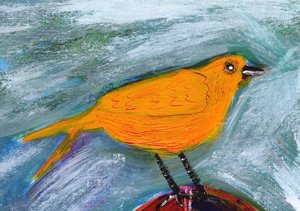 Vibrant Orange Bird by Sharyn Bursic
