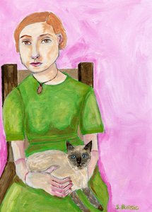 Woman with Siamese Cat