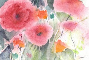 Pink Watercolor Poppies
