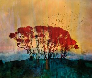 Autumn Trees Golden Sky