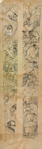 A raja hunting wild boars, design for a scabbard, c.1750-1760