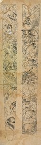 A raja hunting wild boars, design for a scabbard