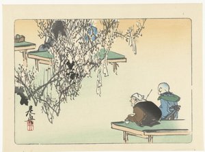 Admiring Plum Blossoms (Comparisons of Flowers) by Shibata Zeshin