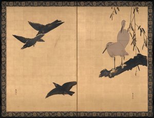 Egrets and Crows by Shibata Zeshin