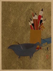 Kettle and Box with Paint Brushes