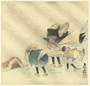 Travelers in a Storm by Shibata Zeshin