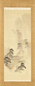 Temple in Autumn Rain by Shibata Zeshin