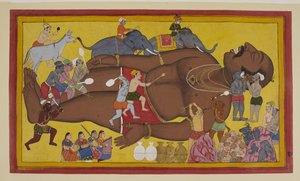 Demons Rouse Sleeping Kumbhakarna to Fight Rama by S?hibdin S?hibdin