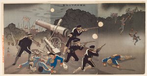 Fierce Attack in the Moonlight at Port Arthur by Shinohara Kiyooki