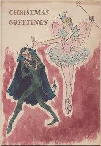 Devil and fairy, Christmas card by Shirley Markham