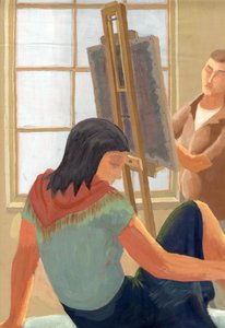 Model and Student in Drawing Class by Shirley Markham