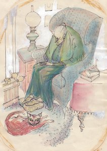 Old woman and cat, 1951