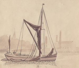 Thames barge, 1951 by Shirley Markham