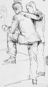 Two men standing, 1953 by Shirley Markham