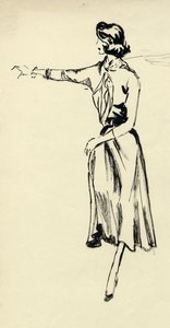 Woman in Full Skirt with Outstretched Arm