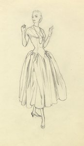 Woman in narrow-waisted dress, c1952 by Shirley Markham