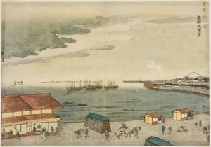 Takanawa Okido at the Shinagawa Station, from the series Eastern Capital by Shotei Hokuju