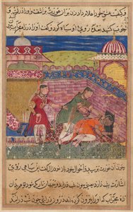 Page from Tales of a Parrot Tuti-nama: Eighth night: The deceitful wife ejects, 1558-1560 by Shravana