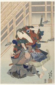 Two Fighting Actors by Shunbaisai Hokuei