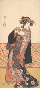 Nakamura Riko as Richly Clad Courtesan Standing in a Room