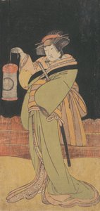 The Second Yamashita Kinsaku as a Woman Standing at Night by Shunsho