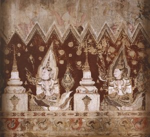 Detail from the surviving murals by Siamese School