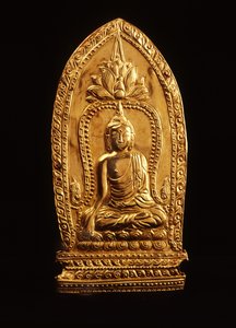 Votive plaque depicting Buddha subduing Mara