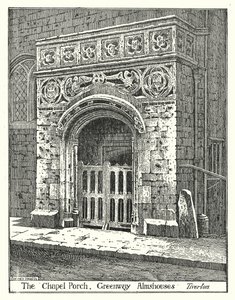 The Chapel Porch, Greenway Almshouses, Tiverton (engraving)