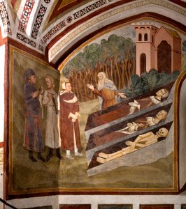 The Meeting of the Three Vives and the Three Dead (detail) by Sienese School