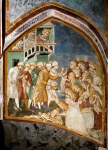 The Massacre of the Innocents (Detail). Fresco of the School of Siena. 1363-1366. Monastery of Saint Benedetto, Subiaco, Italy by Sienese School