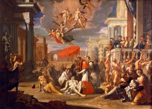 St. Charles Borromero administering Holy Communion to plague victims in 1576, by Sigismund Caula by Sigismondo Caula