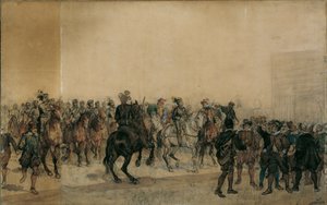 The Arrival of the Cuirassiers Henri Duval Count of Dampierre in the Castle Courtyard by Sigmund L