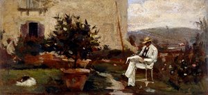 Luigi Tommasi in Garden by Silvestro Lega