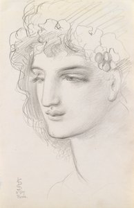Study of a Garlanded Head by Simeon Solomon