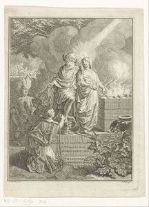 Allegorical Title Page with Patriarch Abraham and Truth (Title Page for: Arnold Hoogvliet, Abraham the Patriarch, in XII Books) by Simon Fokke