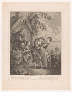 Three Musicians by a House, with a Dancing Man and Woman in Front by Simon François Ravenet (le vieux)