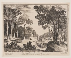 Christ Healing the Bleeding Woman, from Landscapes with Scenes from the Life of Christ by Simon Frisius