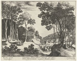 Landscape with Christ and the Healing of the Bleeding Woman (Landscapes with Scenes from the Life of Christ) by Simon Frisius