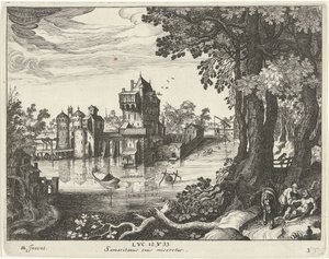 Samaritan Tends to the Wounds of an Injured Man (Parable of the Good Samaritan) by Simon Frisius