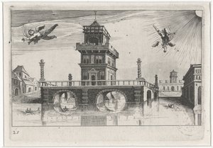 Cityscape with Icarus and Daedalus