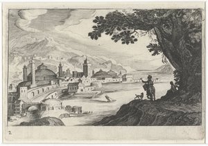 Cityscape with a Building with a Dome-shaped Roof by Simon Frisius