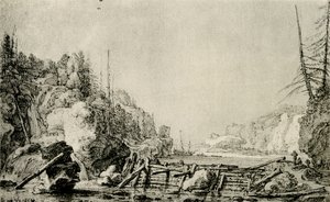 Landscape with a River Between Mountainous Banks by Simon de Vlieger