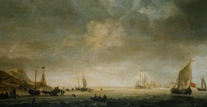 The Shore at Scheveningen with Fisherfolk on Beach